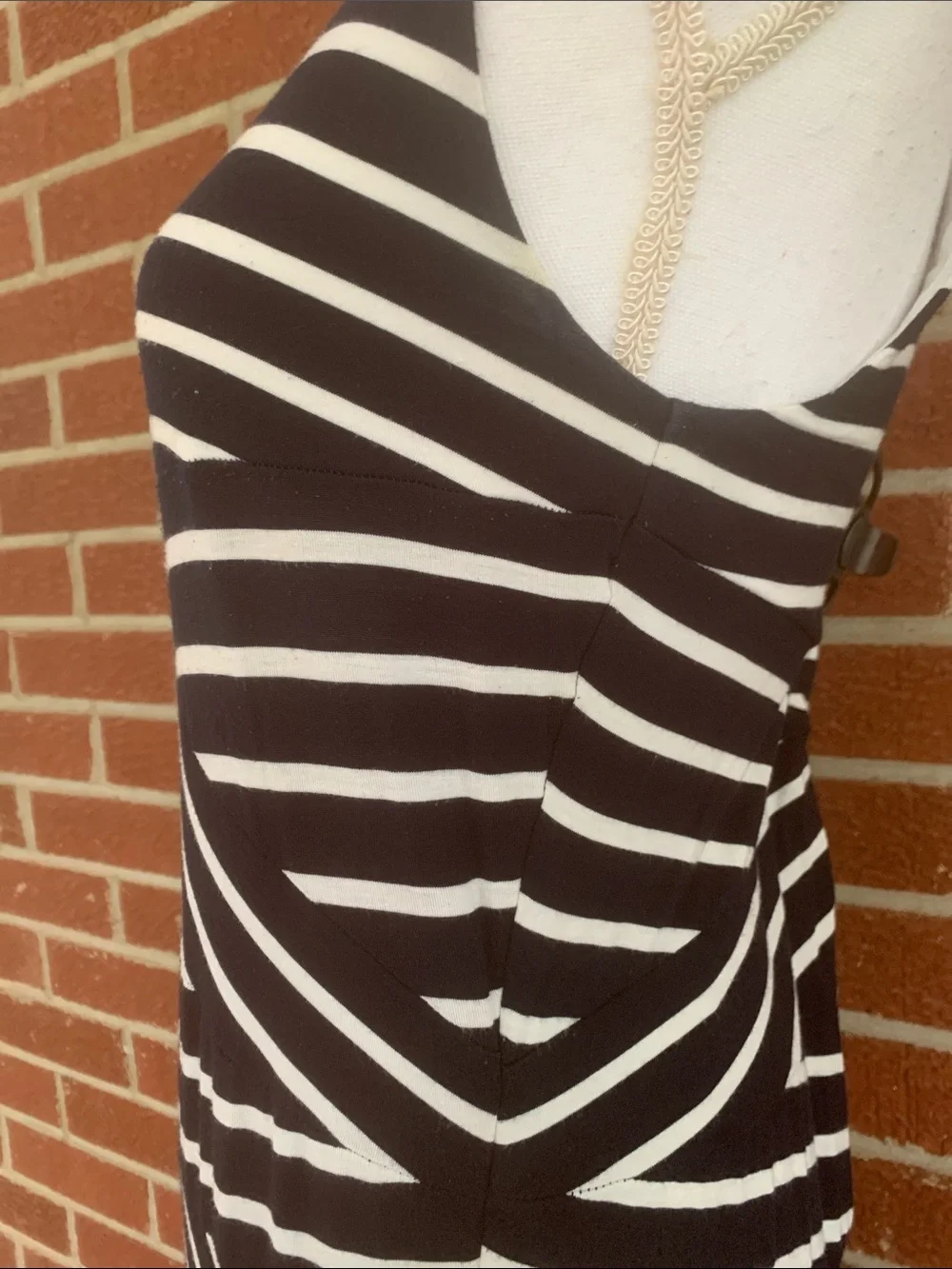 Calvin Klein Black and White Striped Maxi dress